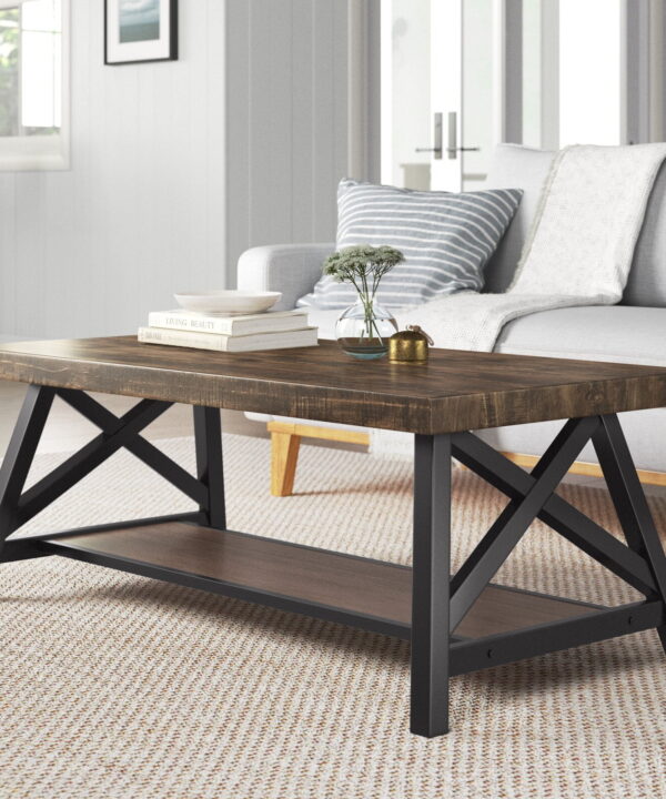 Isakson Trestle Farmhouse Coffee Table with Storage