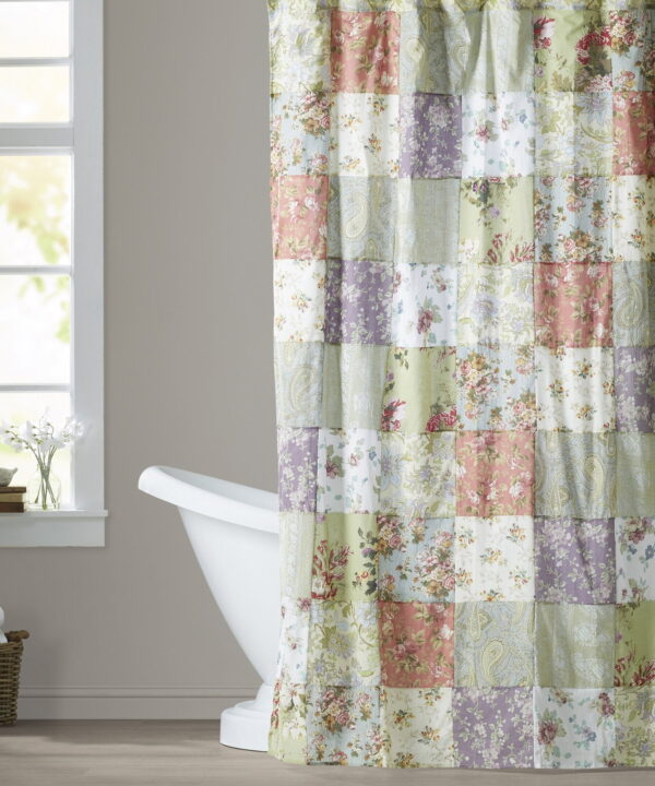 Bauer Patchword Cotton Single Farmhouse Shower Curtain
