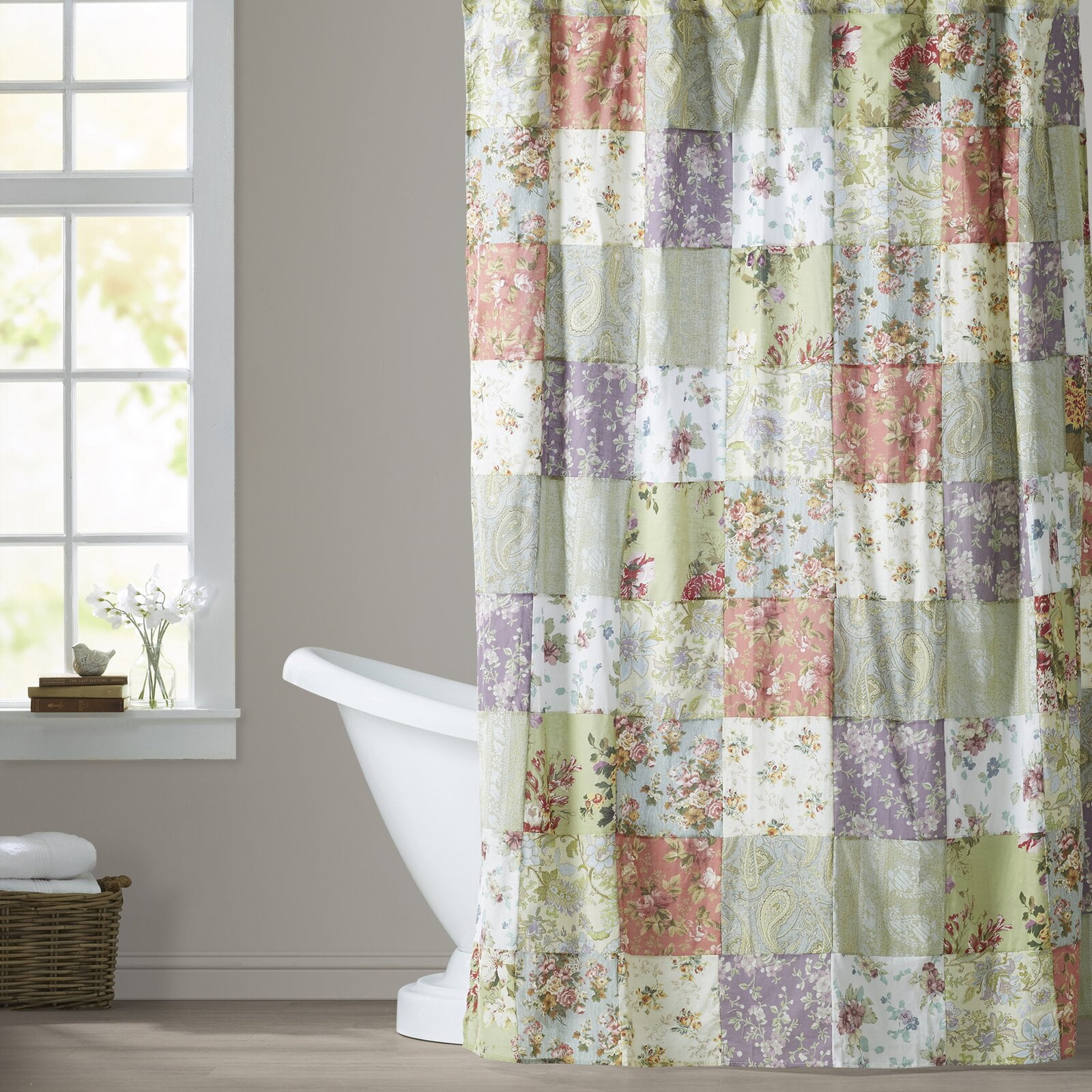 Bauer Patchword Cotton Single Farmhouse Shower Curtain