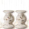 2 Piece Wood Fireplace Lantern Set