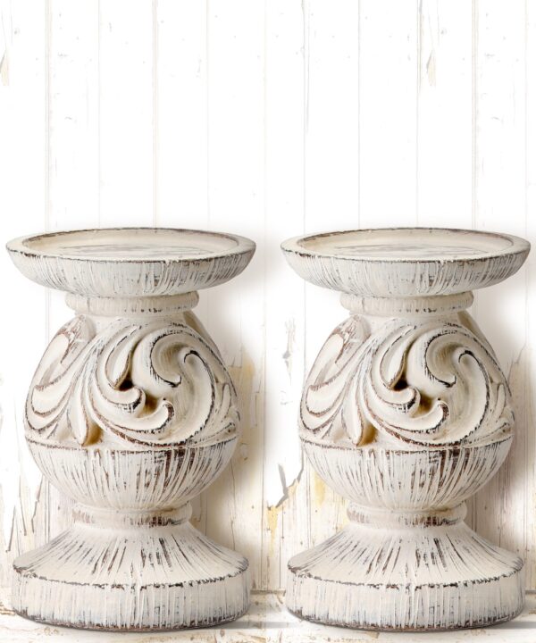 Scroll Pillar Small Resin Candlestick