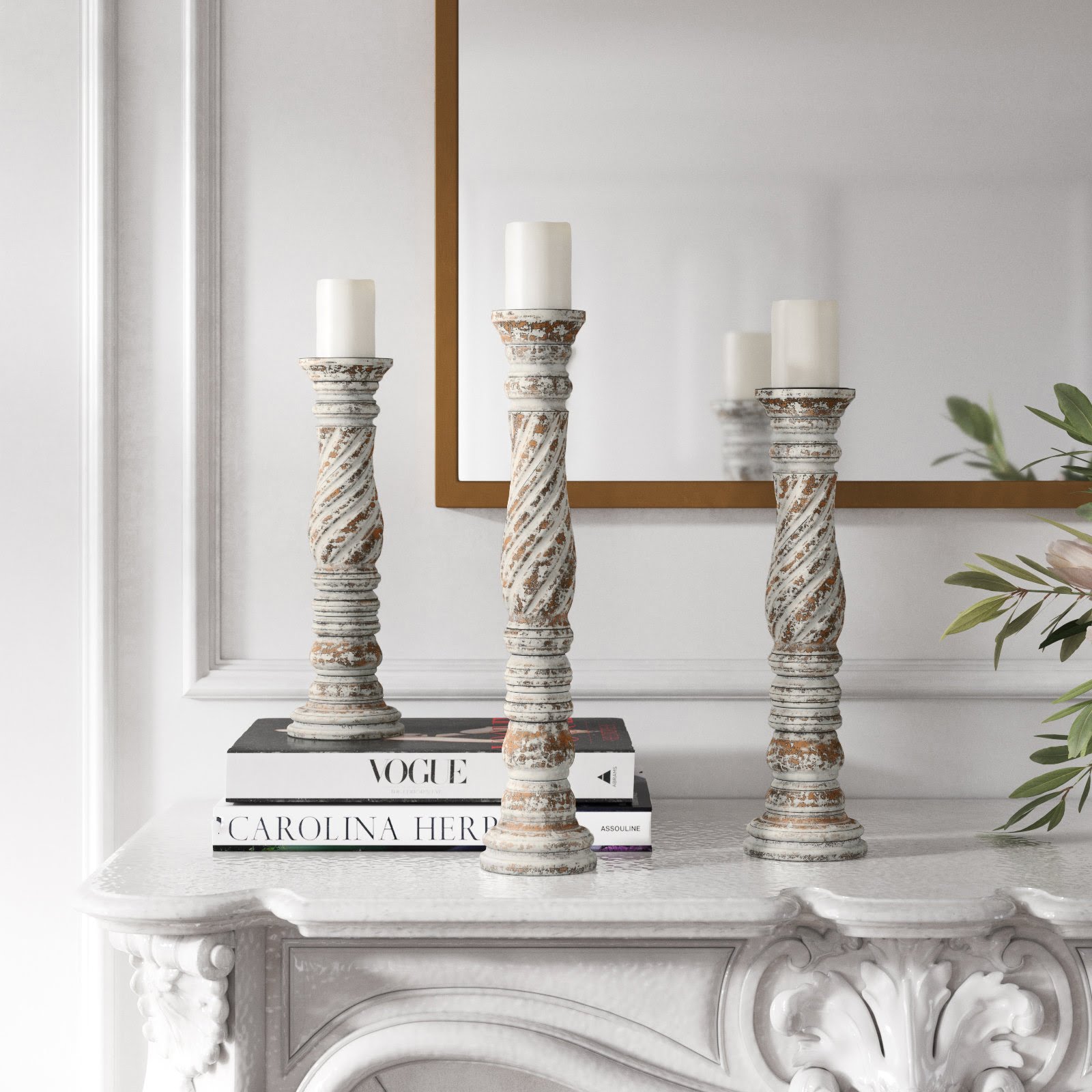 Oldaker 3 Piece Wood Tabletop Candlestick Set