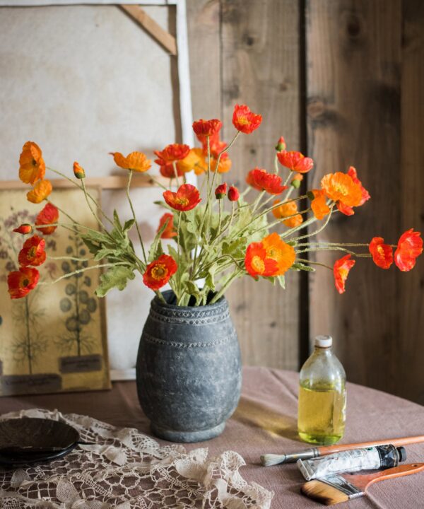 Silk Flower Common Poppy Spray