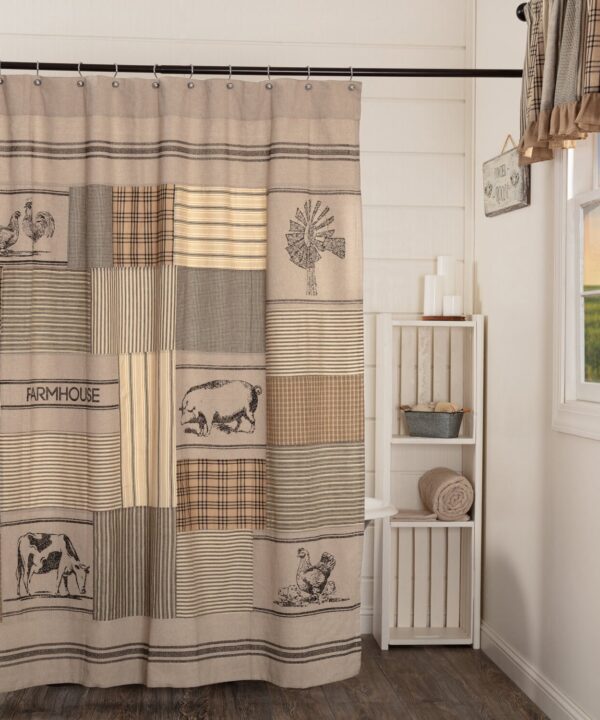 Surikova Cotton Patchwork Single Shower Curtain