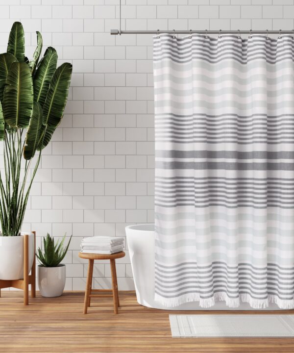Anacarolina Striped Fabric Single Shower Curtain