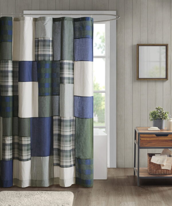 100% Cotton Patchwork Single Shower Curtain