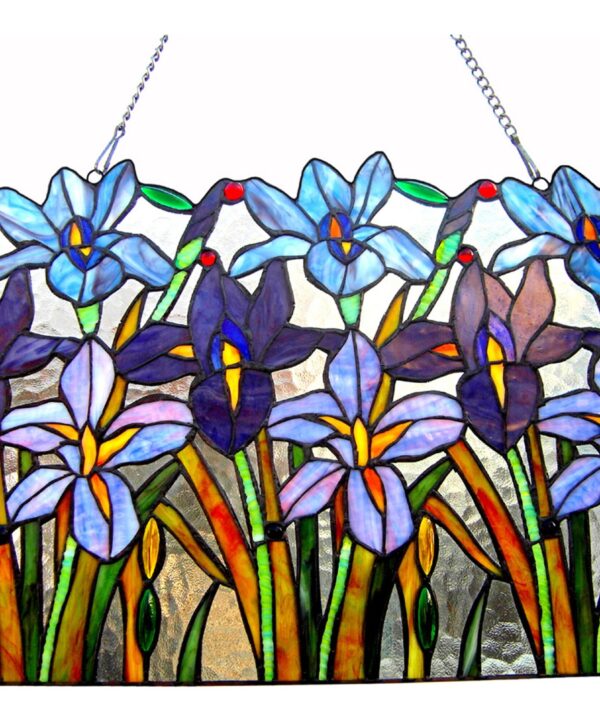 Tiffany Glass Iris Window Panel