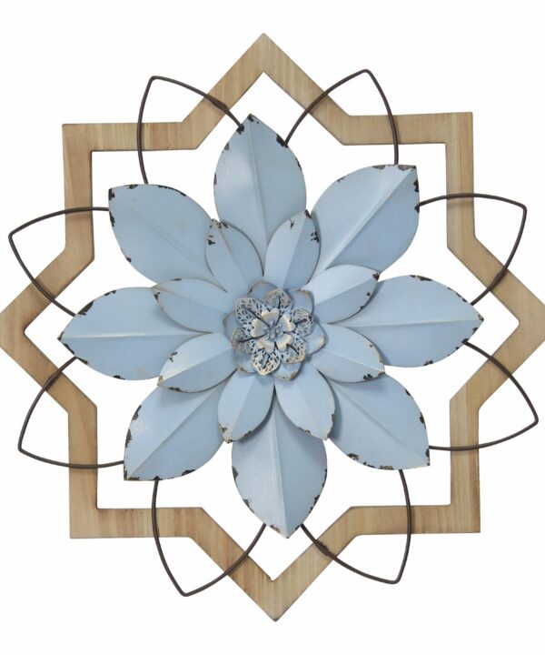 Rosecliff Heights Metal Flower and Wood Frame Wall Décor