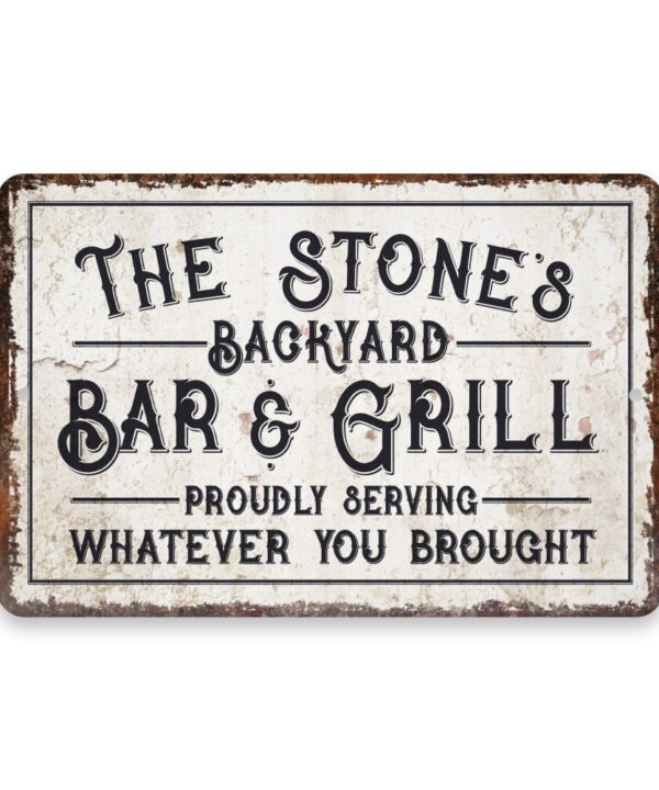 Personalized Distressed Look Bar and Grill Wall Décor