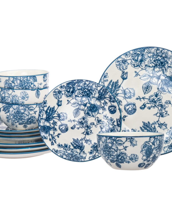Godinger Silver Art Co Victoria Porcelain China Dinnerware Set – Service for 4
