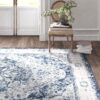 Area Rug Living Room Rugs - 5x7 Large Machine Washable Boho Carpets Vintage Persian Tribal Anti Slip Backing Thin Carpet for Under Dining Table Bedroom Farmhouse Home Office Grey Blue