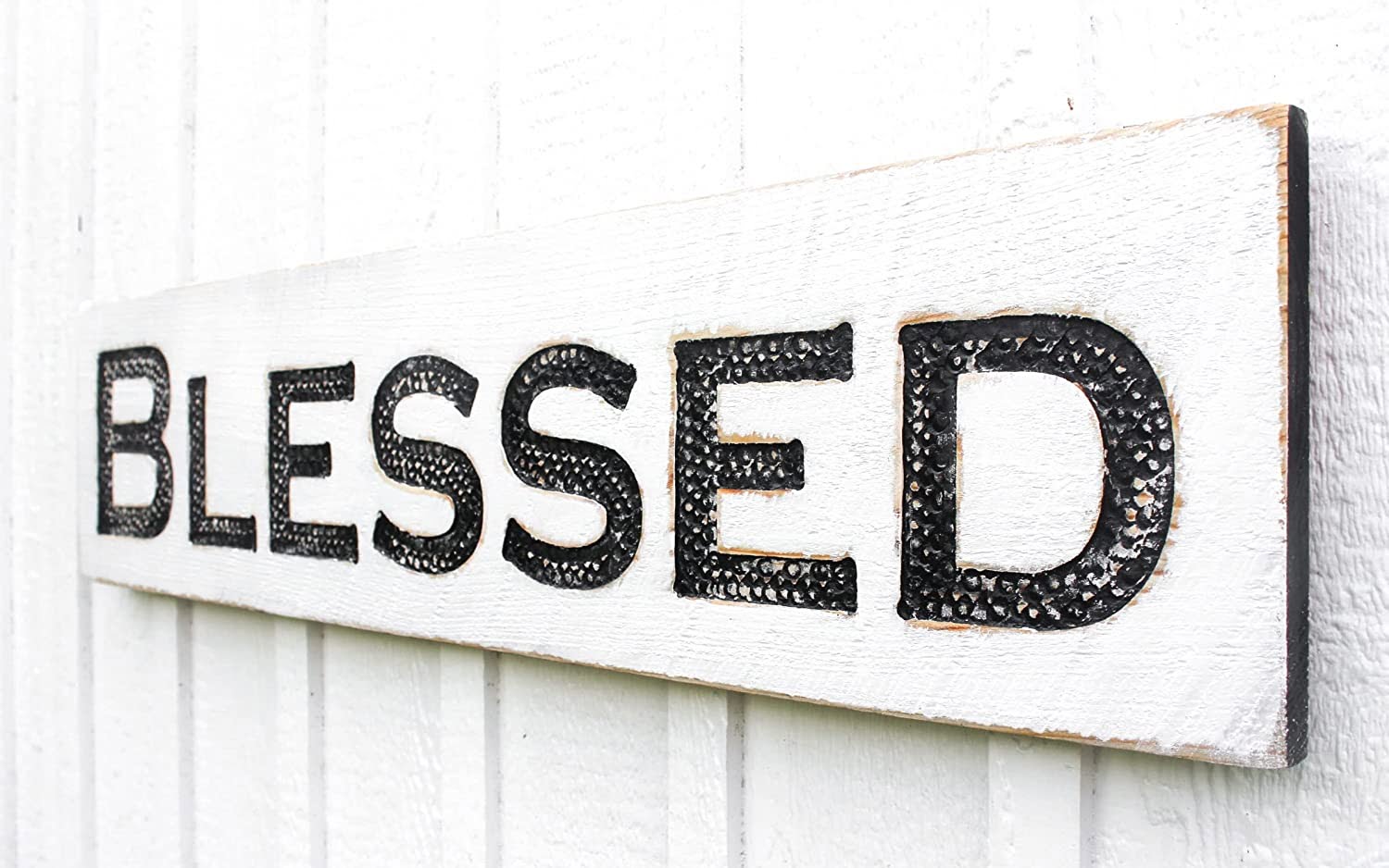 Blessed Sign Horizontal – (Available in 3 Sizes) Carved in a Wood Board Rustic Distressed Kitchen Farmhouse Style Restaurant - Image 3