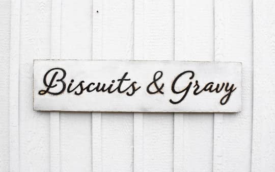 Biscuits & Gravy Sign Horizontal – Carved in a Wood Board 40″x10″ Rustic Distressed Shop Advertisement Farmhouse Style - Image 2