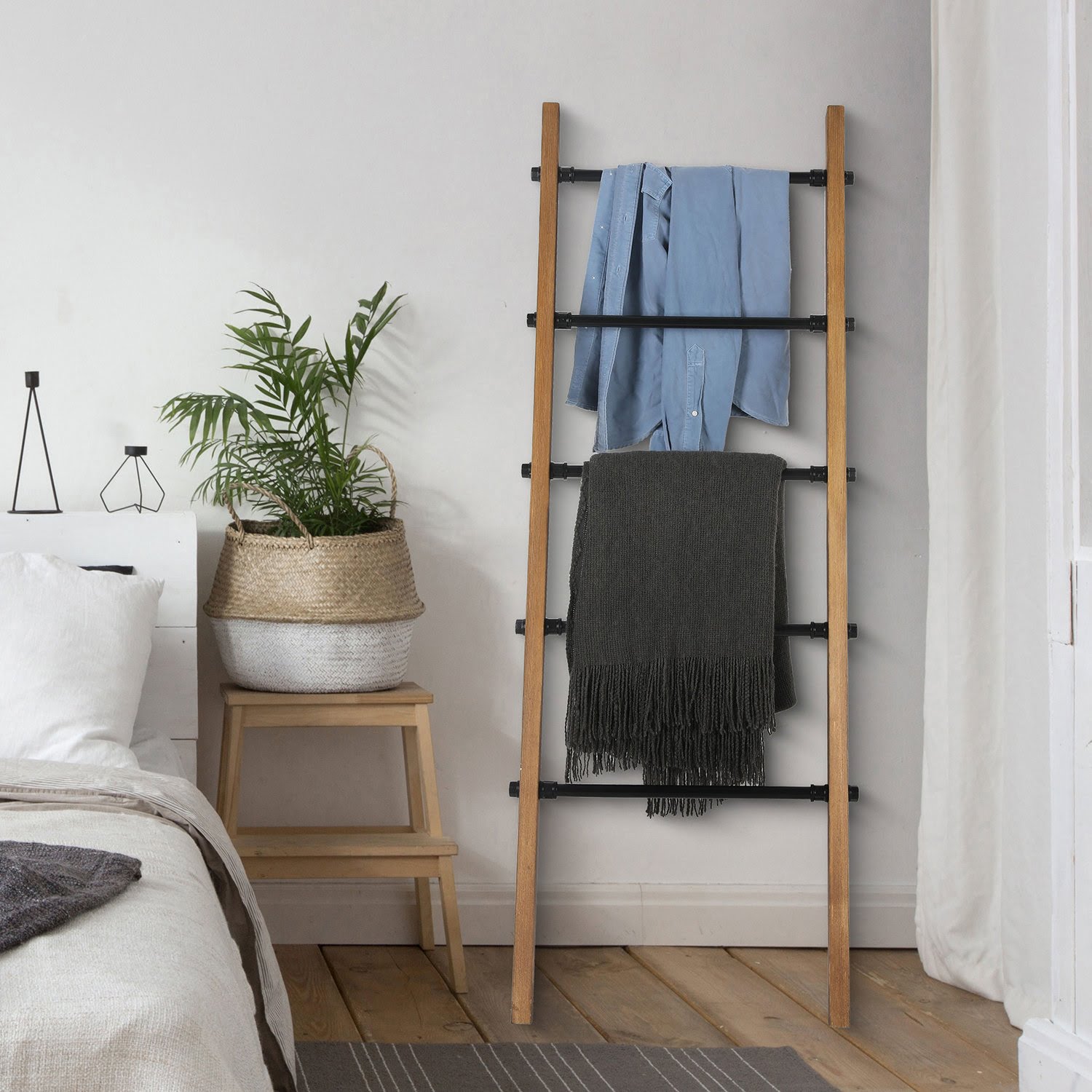 59'' Tall Solid Wood Blanket Ladder