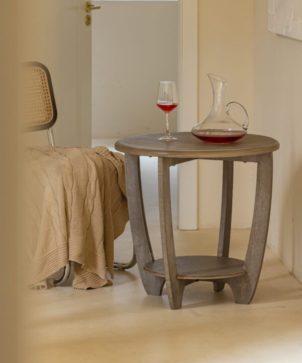 Flora Rustic Farmhouse End Table with Storage Shelf, French Country Accent Side Table