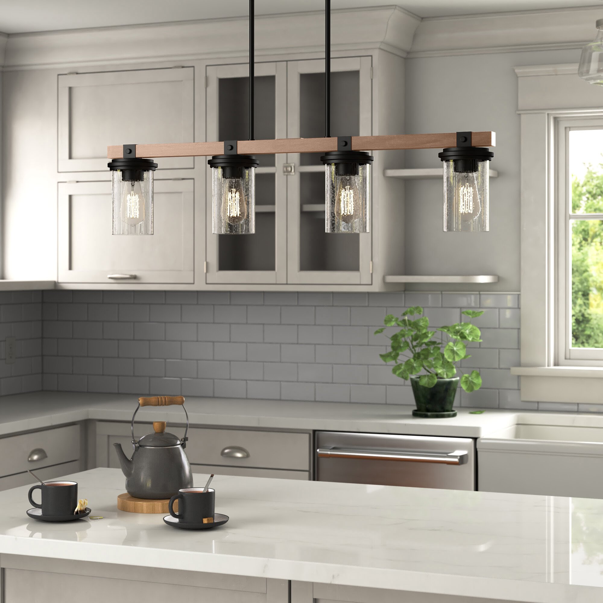 Nugent 4 - Light Kitchen Island Linear Pendant