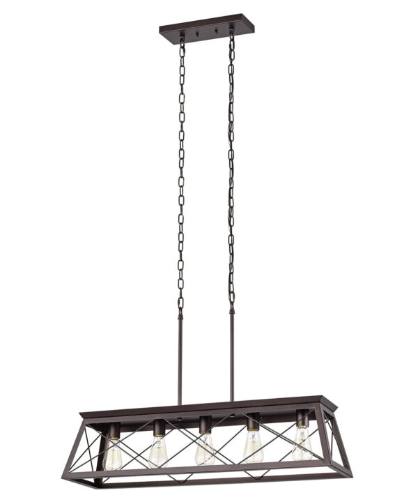 Gandhi 5 - Light Kitchen Island Linear Pendant with Wood Accents