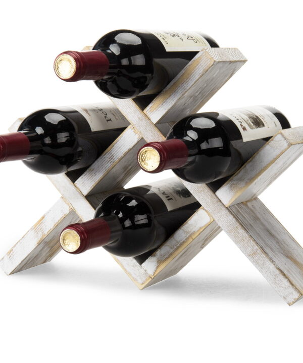 Leanca 4 Bottle Solid Wood Tabletop Wine Bottle Rack in Whitewashed