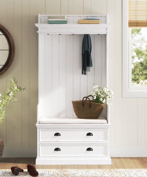 Sorrento 39.38'' Wide Solid Wood Hall Tree with Bench