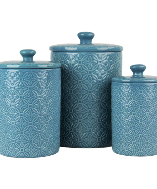 Embossed 3 Piece Kitchen Canister Set