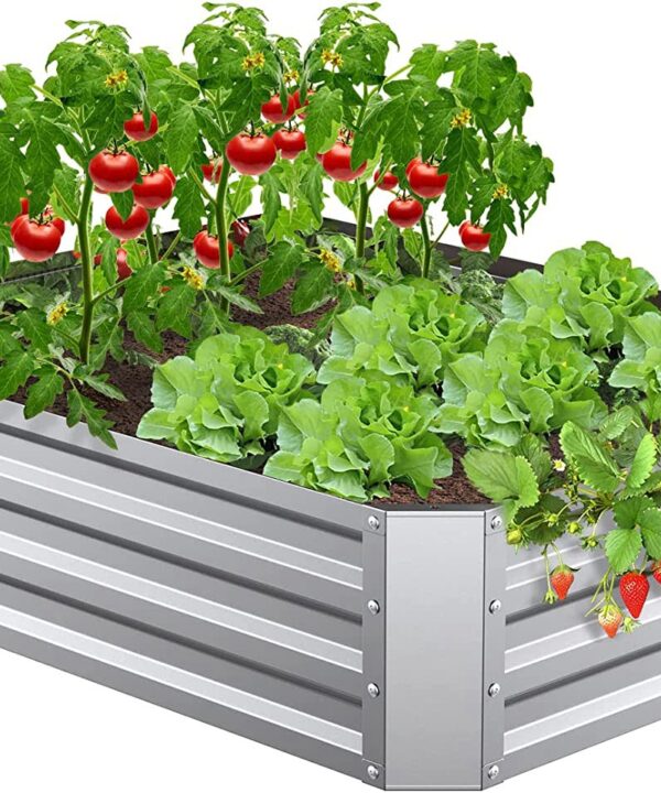 Mr IRONSTONE Galvanized Raised Garden Beds for Vegetables Flowers Herb Large Heavy Metal Planter Box Steel Kit Flower Herb with