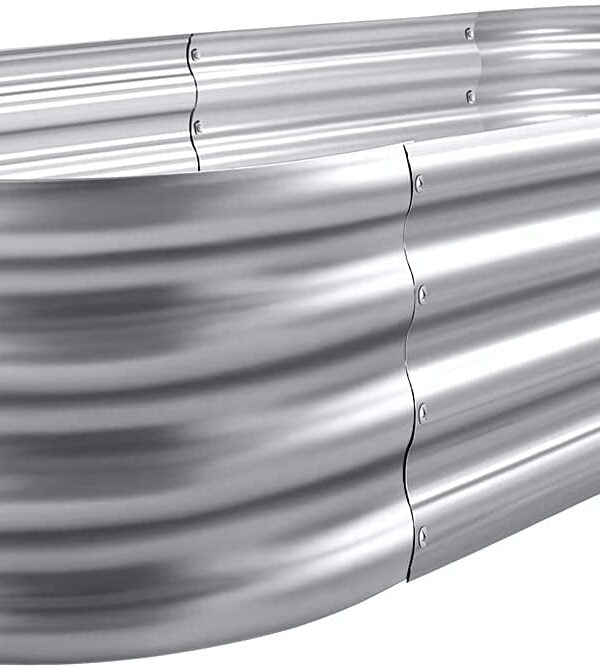 Land Guard Galvanized Raised Garden Bed Kit, Galvanized Planter Raised Garden Boxes Outdoor, Oval Large Metal Raised Garden Beds