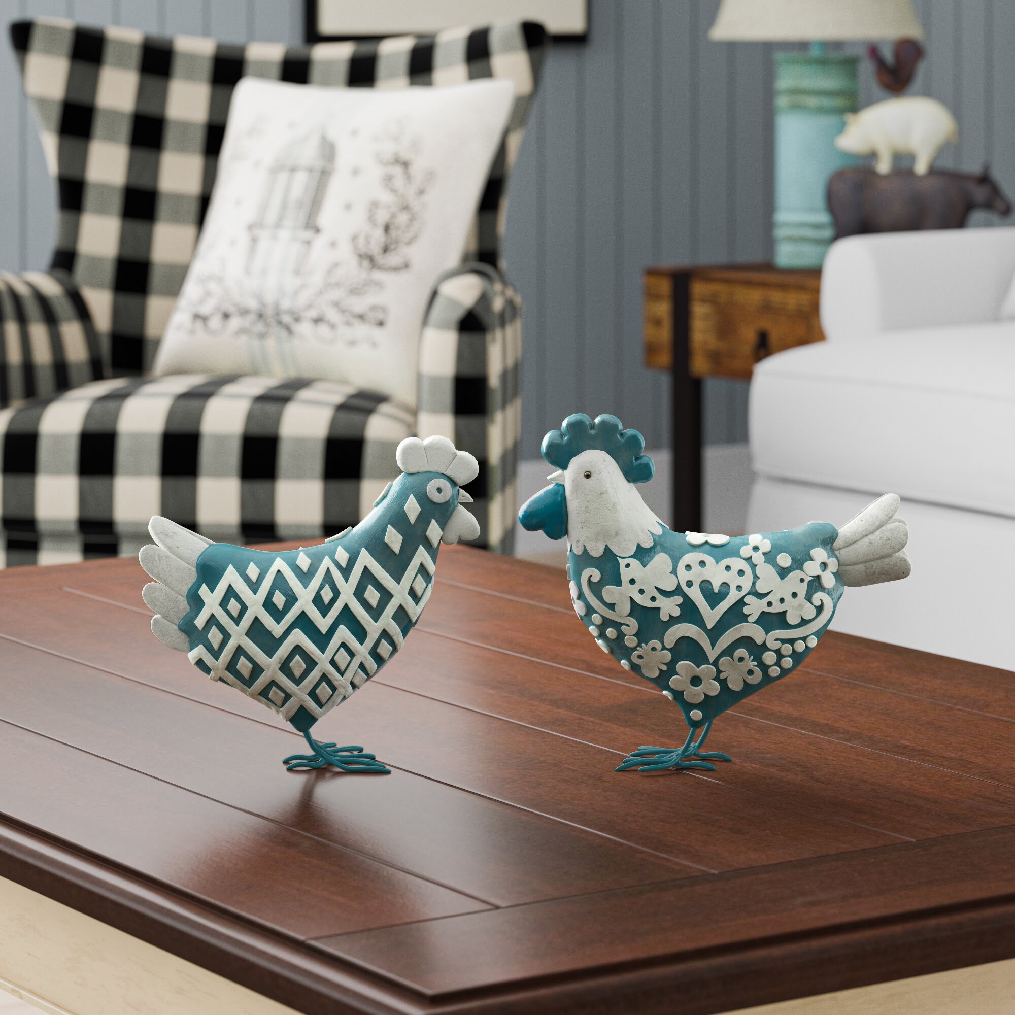 Sherlyn Farmhouse Chicken 2 Piece Figurine Set