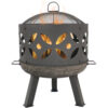 Sunnydaze Retro Cast Iron Fire Pit with Spark Screen - 26-Inch