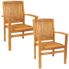 Stackable Teak Wood Patio Armchair - 2-Pack Stackable Teak Wood Patio Armchair - 2-Pack