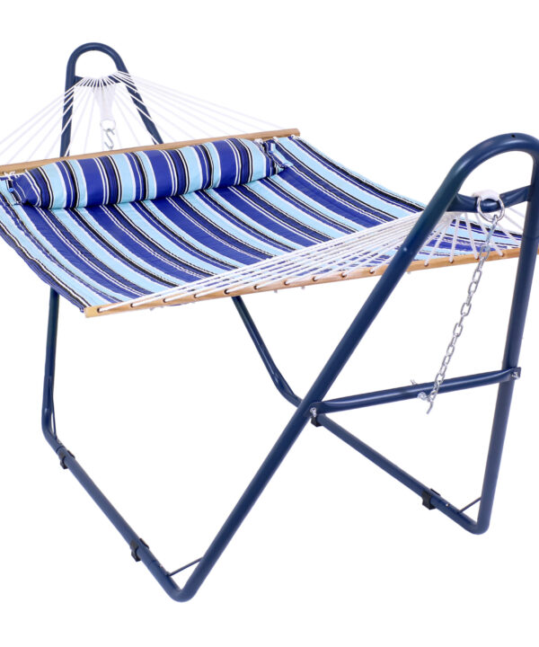 Sunnydaze Quilted 2 Person Hammock with Universal Blue Stand - Catalina Beach