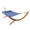 Sunnydaze Quilted Double Fabric 2-Person Hammock with Curved Arc Wood Stand, 400 Pound Capacity, Catalina Beach, 12-foot