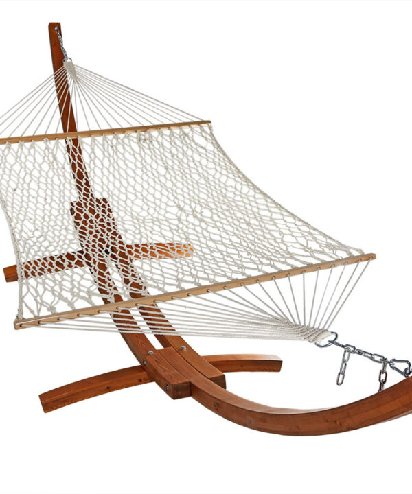 Sunnydaze 2 Person Rope Hammock with Spreader Bar & 13-Foot Wood Stand
