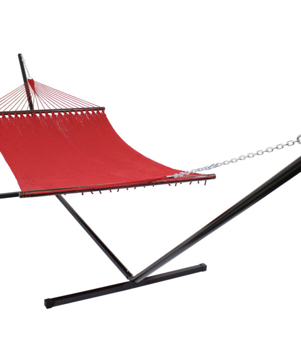 Sunnydaze Soft Spun XL Caribbean Hammock with Spreader Bars & Stand - Red