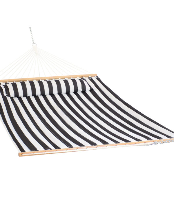 Sunnydaze Quilted Double Fabric Hammock - Black and White Stripe