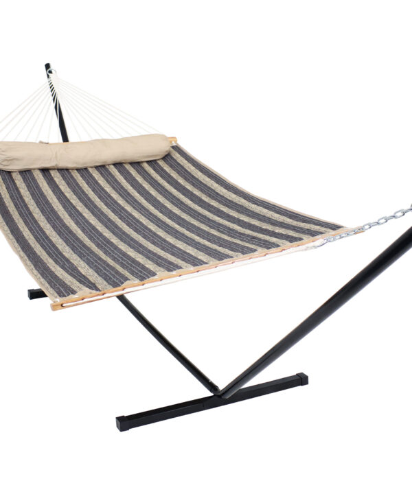 Sunnydaze Quilted Fabric Hammock with 12-Foot Stand - Mountainside
