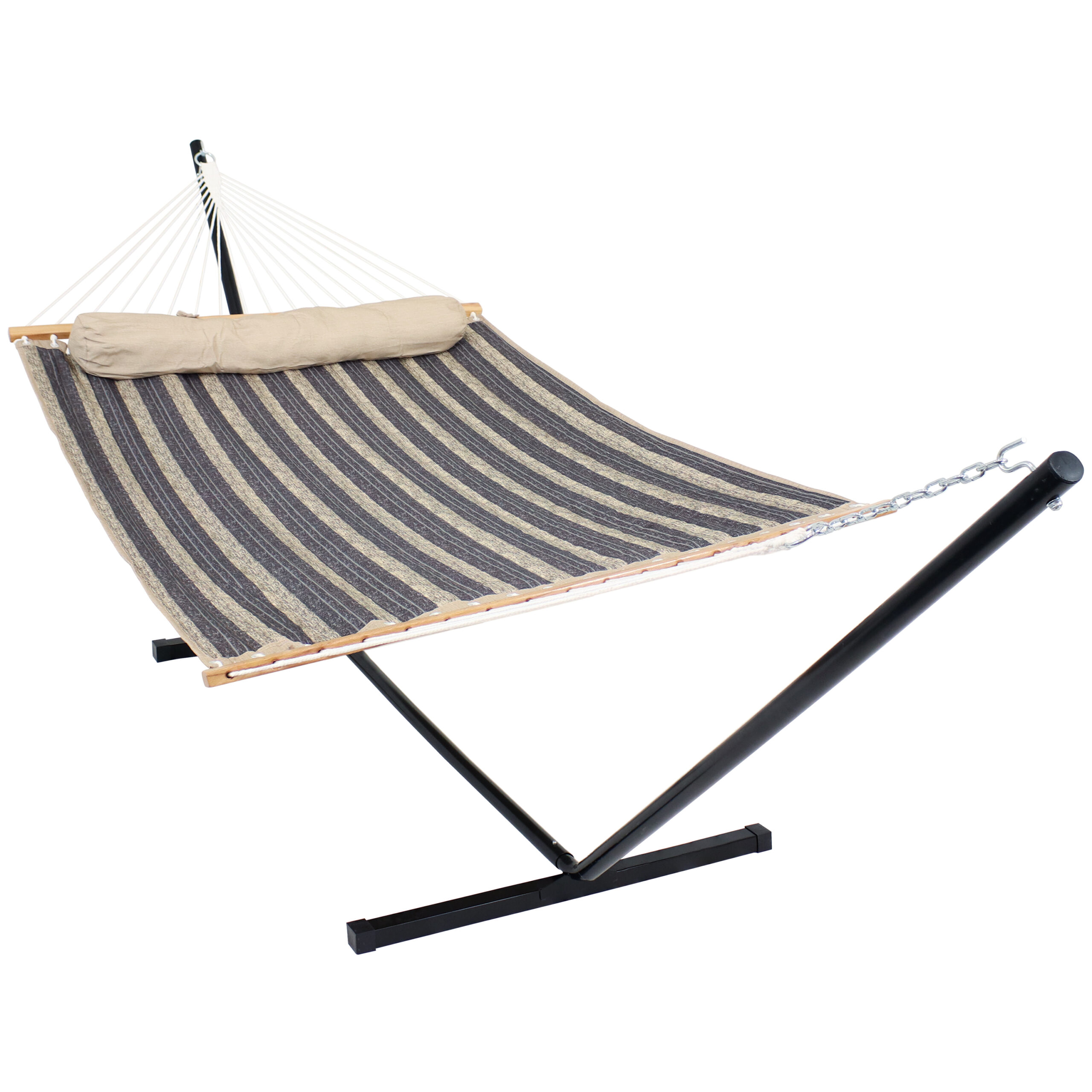 Sunnydaze Quilted Fabric Hammock with 12-Foot Stand - Mountainside