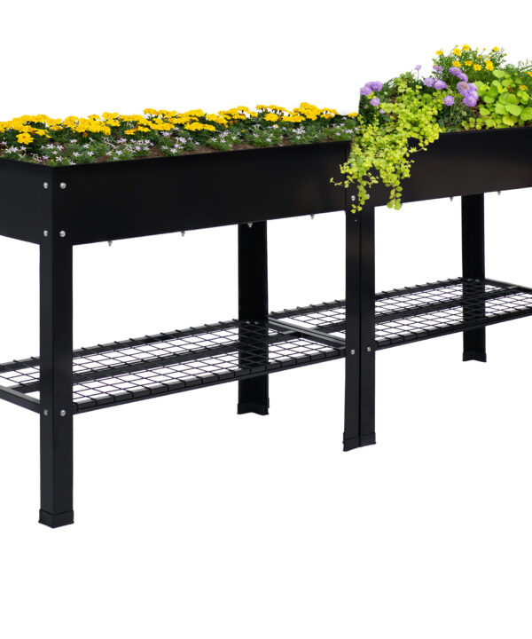 Raised Steel Garden Bed with Mesh Shelf