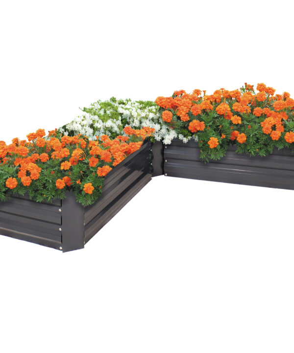 Galvanized Steel L-Shaped Raised Garden Bed - Dark Gray