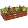 Sunnydaze Galvanized Steel Raised Bed - 47-Inch Rectangle - Woodgrain