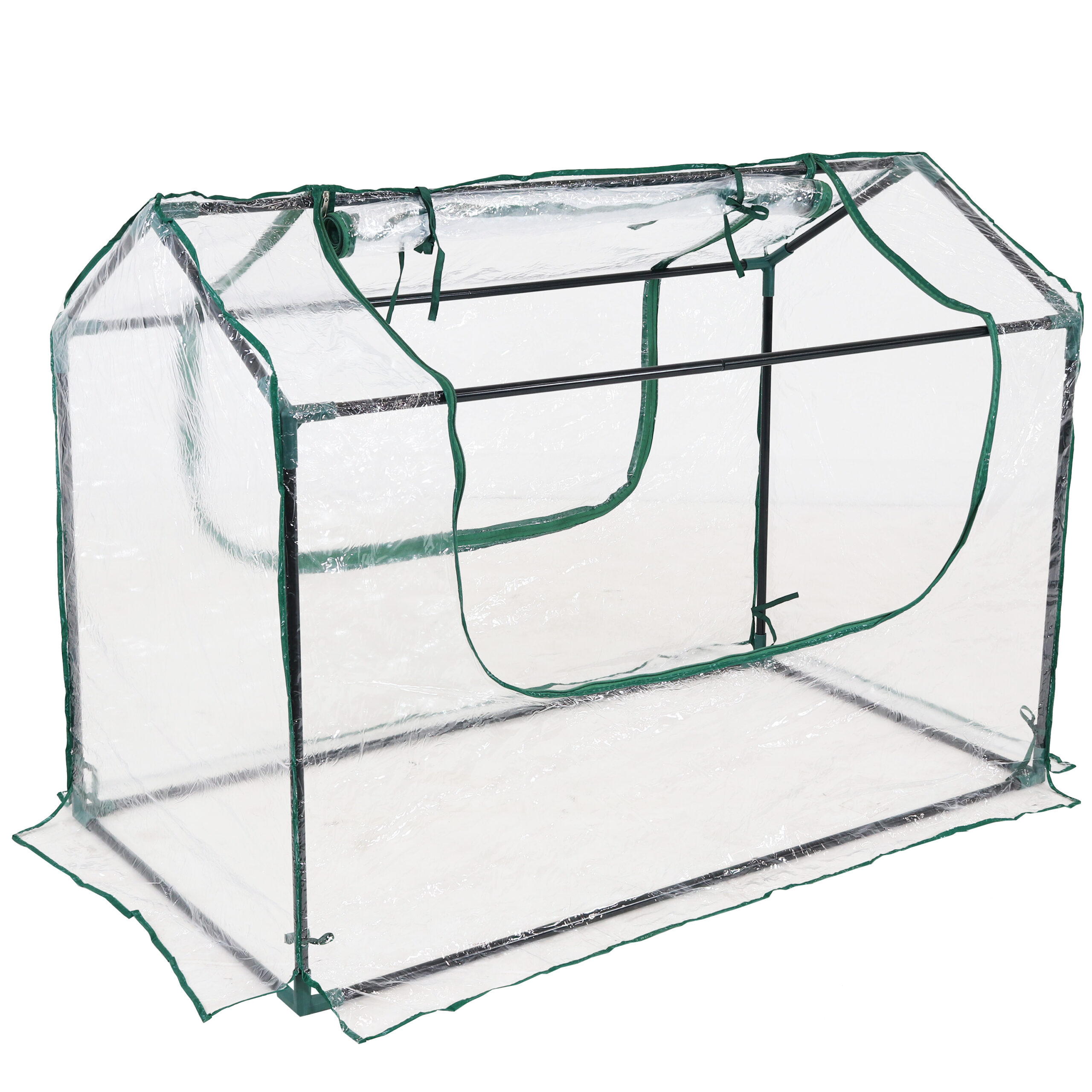 Sunnydaze PVC Mini Greenhouse with 2 Side Doors - Clear - 4 x 2 Feet
