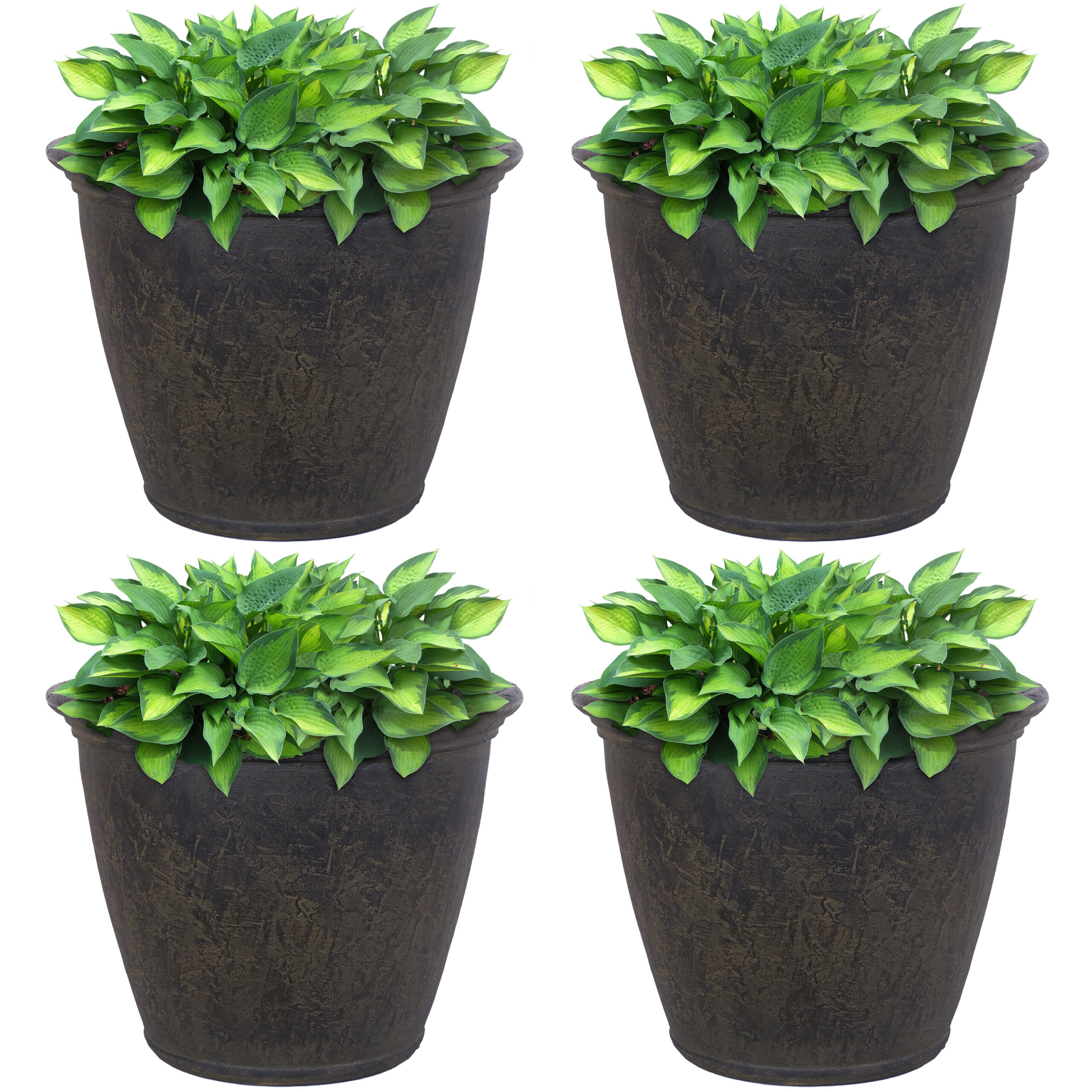 Sunnydaze Anjelica Outdoor Flower Pot Planter - Sable Finish  - 24-Inch - 4-Pack