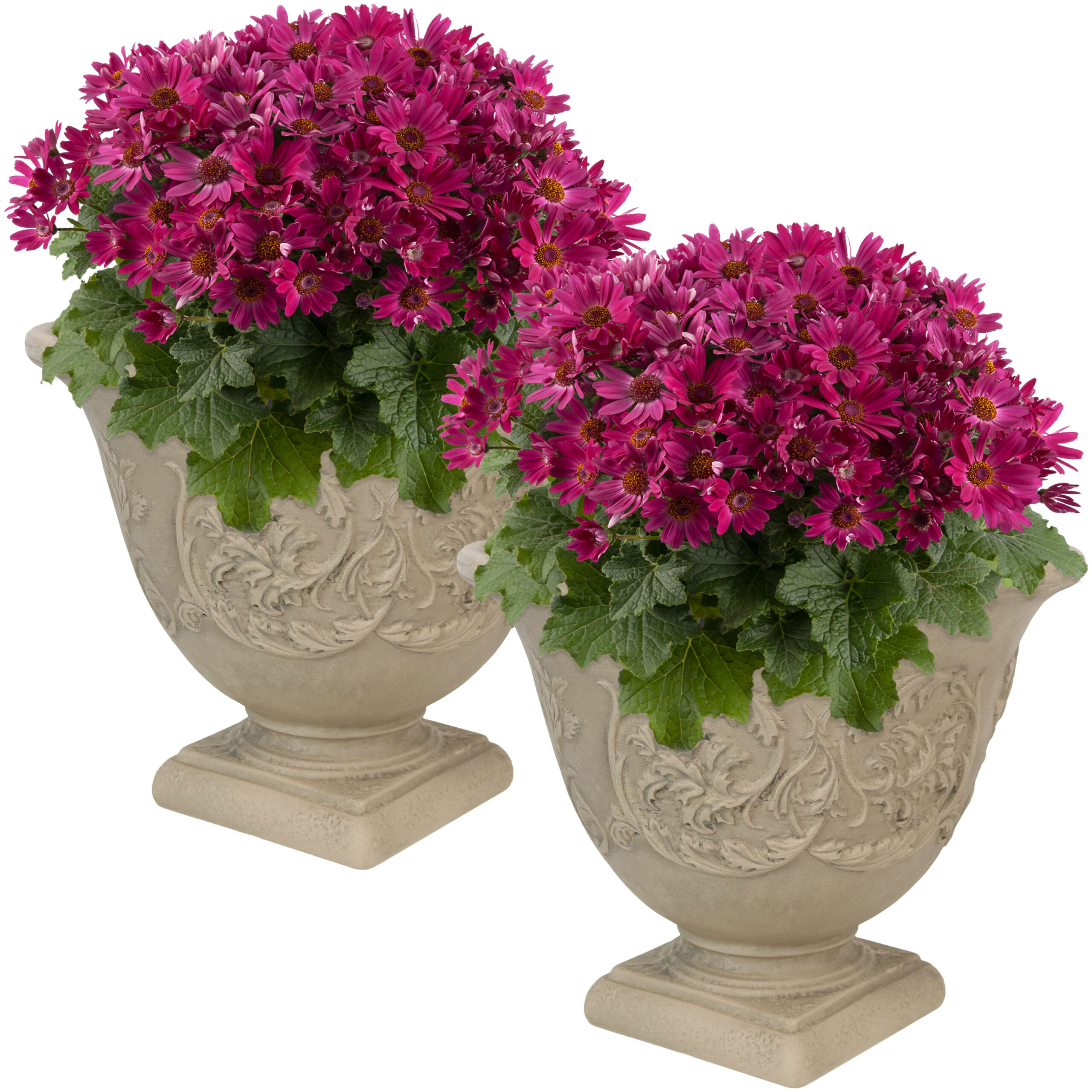 Sunnydaze Darcy Outdoor Flower Pot Planter - Beige - 16-Inch - 2-Pack