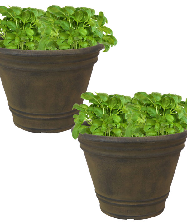Sunnydaze Franklin Outdoor Flower Pot Planter - Sable - 20-Inch - 2-Pack