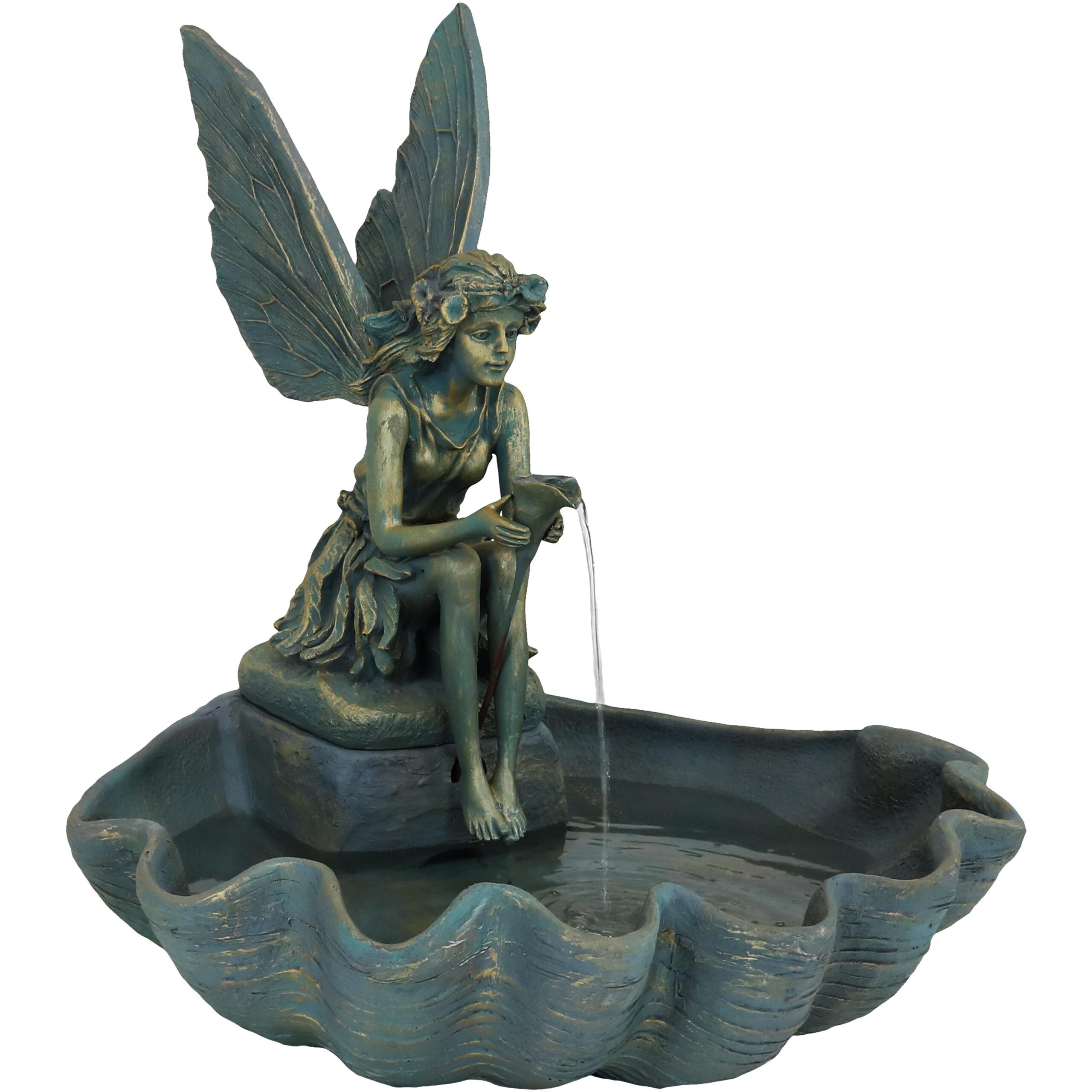 Sunnydaze Fairy Shell Outdoor Water Fountain - 30-Inch