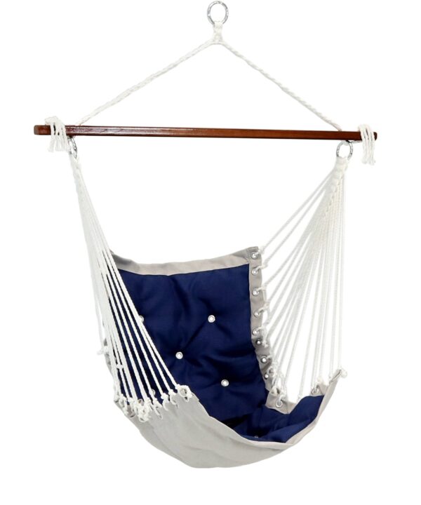 Sunnydaze Tufted Victorian Hammock Swing for Outdoor Use, 300-Pound Weight Capacity, Navy Blue