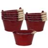Sunnydaze Galvanized Steel Bucket Planter with Handle - Garnet - Set of 10