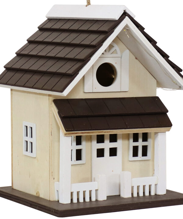 Cozy Home Decorative Wooden Birdhouse with Solar LED Light