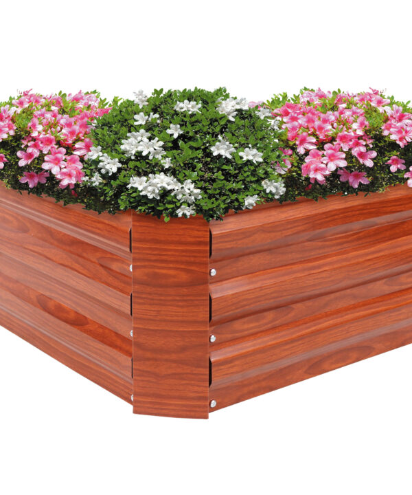 Sunnydaze Galvanized Steel Raised Bed - 24-Inch Square - Woodgrain