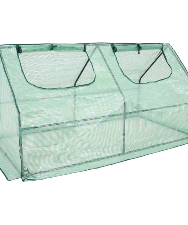 Sunnydaze Portable Mini Cloche Greenhouse with Zippered Doors - Green