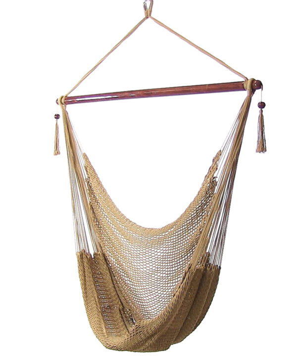 Sunnydaze Caribbean Extra Large Hammock Chair, Soft-Spun Polyester Rope, 40 Inch Wide Seat, Tan